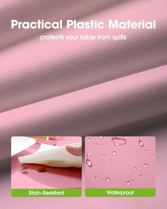 Pureegg Plastic Table Cloth Disposable 10 Pack, 84'' Round Table Cloths, Easter Party, Valentines, Mothers Day Decorations, Tablecloths, Round, Pastel Plastic Cover, Leakproof & Sturdy, Pink