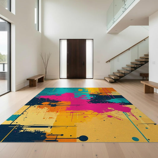 Design&I 4'x6' Smooth Finish Abstract Abstract Washable Mat, Pink for Dorm Room, Small Living Room, Apartment, Flatweave & Snag-Free Daily Traffic Ready Throw Rug | 2092739