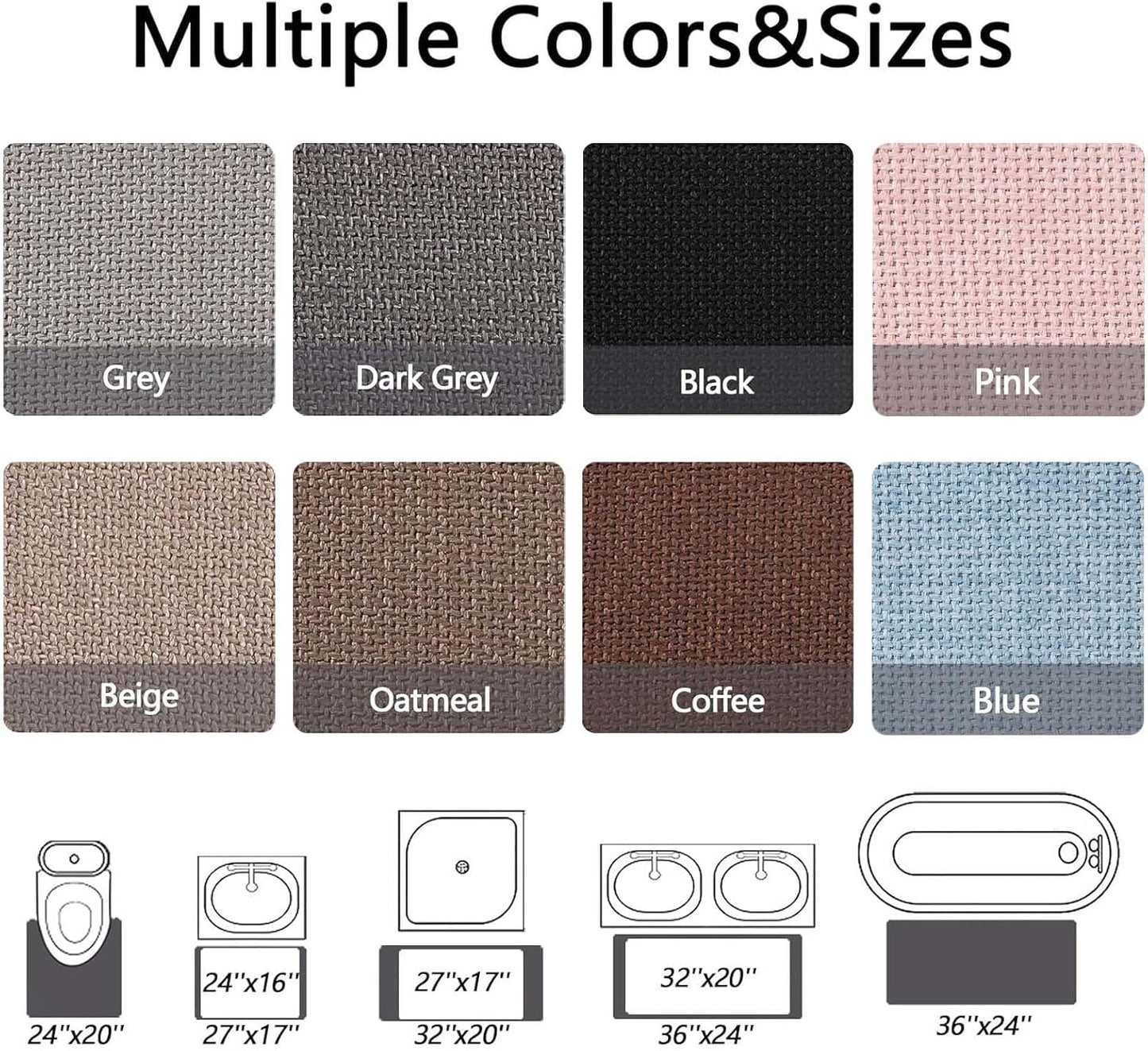 Bathroom Rugs, Bath Mats for Bathroom Non Slip Washable, Quick Dry, Water Absorbing, Fits Under Door, Ultra Thin, Rubber Backing, Low Pile, Cozy Cloth Cotton, Ideal for Shower, Sink-Pink 24''x16''