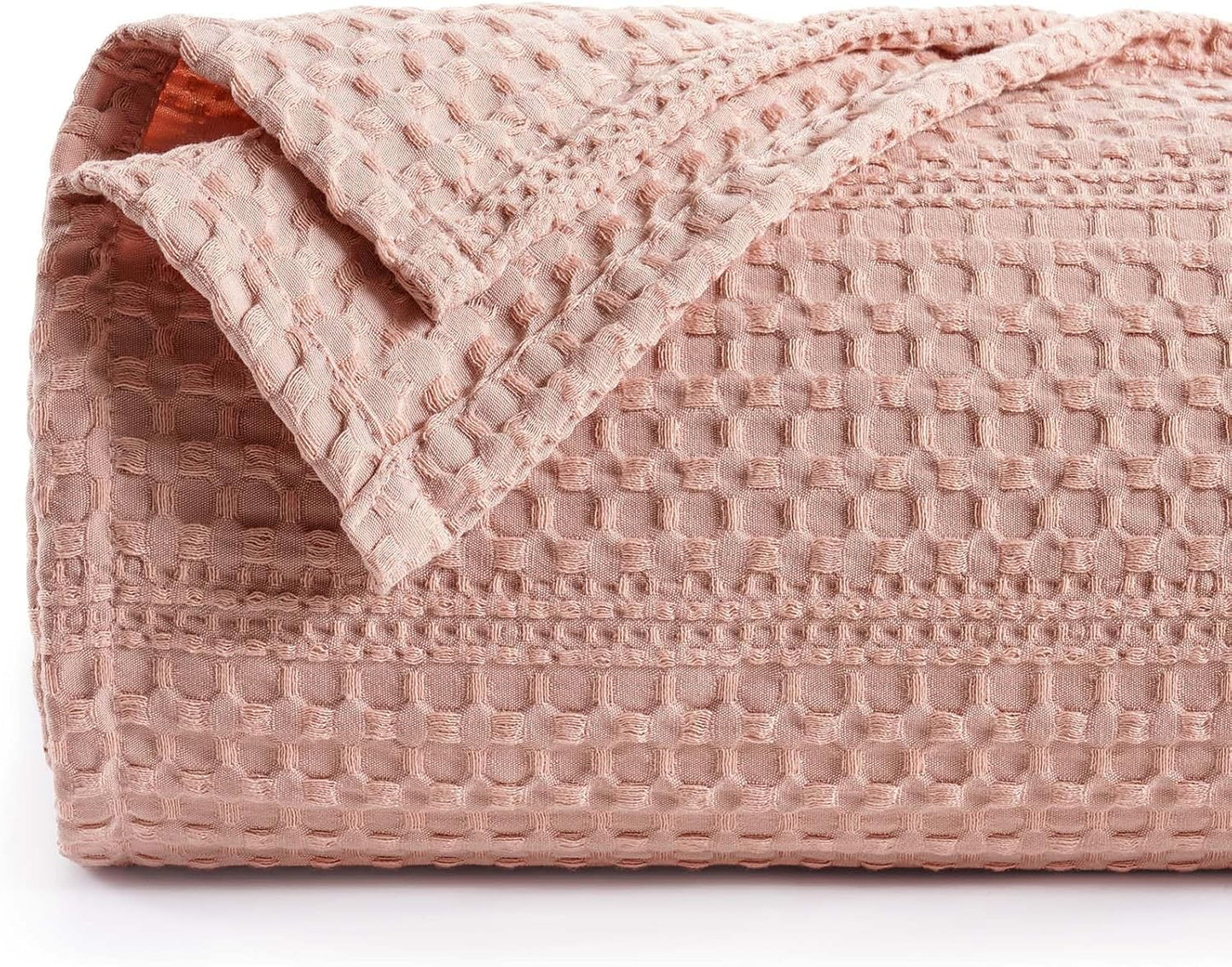 PHF Lightweight Waffle Weave Blanket Queen Size 90"x 90", Soft Woven Summer Blanket for Hot Sleepers - Aesthetic Home Decor for Couch Bed Sofa, Pet Friendly, Rose Pink