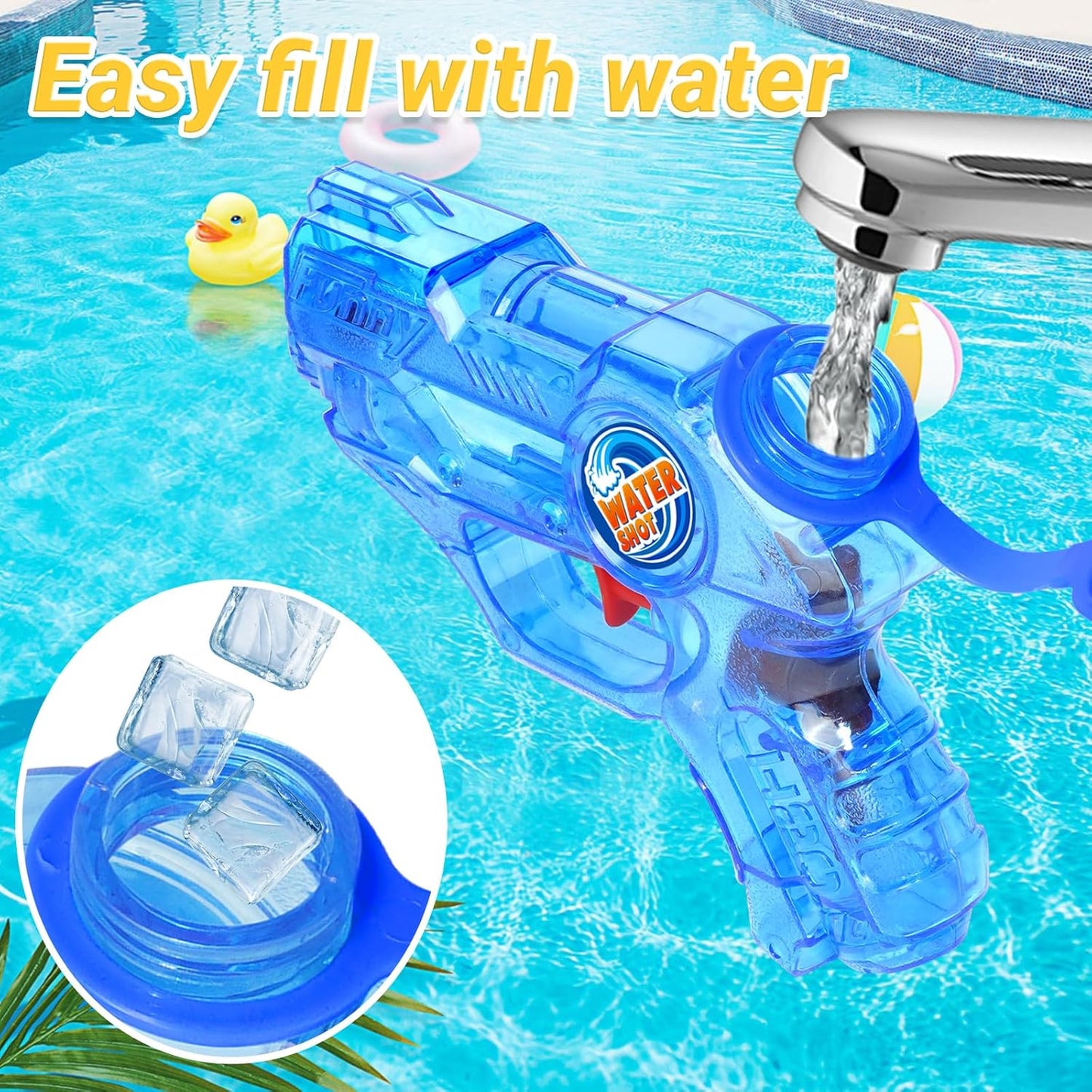 Water Gun for Kids Toddler: 2 Pack Mini Water Guns Squirts Small Soaker Pistol Super Blasters with Trigger for Boys Girls Summer Swimming Pool Beach Water Outdoor Fighting Party Bath Ideas Gift Toys