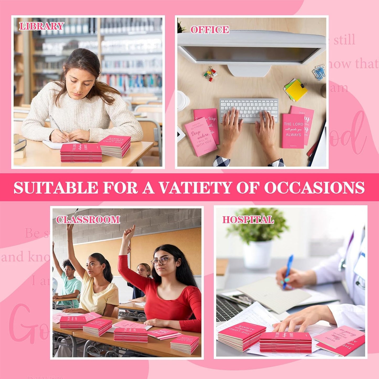 30 Pcs Christian Bulk Gifts Journal Bible Religious Verse Notebooks Inspirational Prayer Journal Father's Day for Men Women Students Sunday School Church Gifts Prizes Party Favor(Pink)
