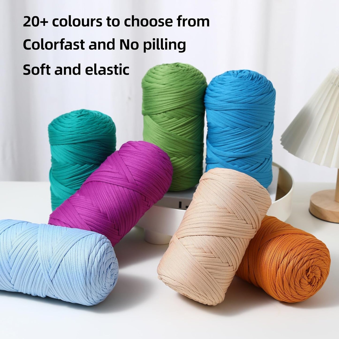 T-Shirt Yarn, 400g/118 Yards Elastic Fabric Crochet Cloth T- Shirt Yarns, Thick Hand Knitting Yarn for Crocheting Bags/Rugs/Baskets/Craft Project/Home Decor, DIY Crafts (Modern, 1-Pink)