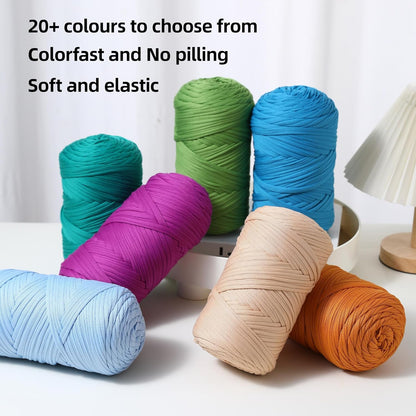 T-Shirt Yarn, 400g/118 Yards Elastic Fabric Crochet Cloth T- Shirt Yarns, Thick Hand Knitting Yarn for Crocheting Bags/Rugs/Baskets/Craft Project/Home Decor, DIY Crafts (Modern, 1-Pink)