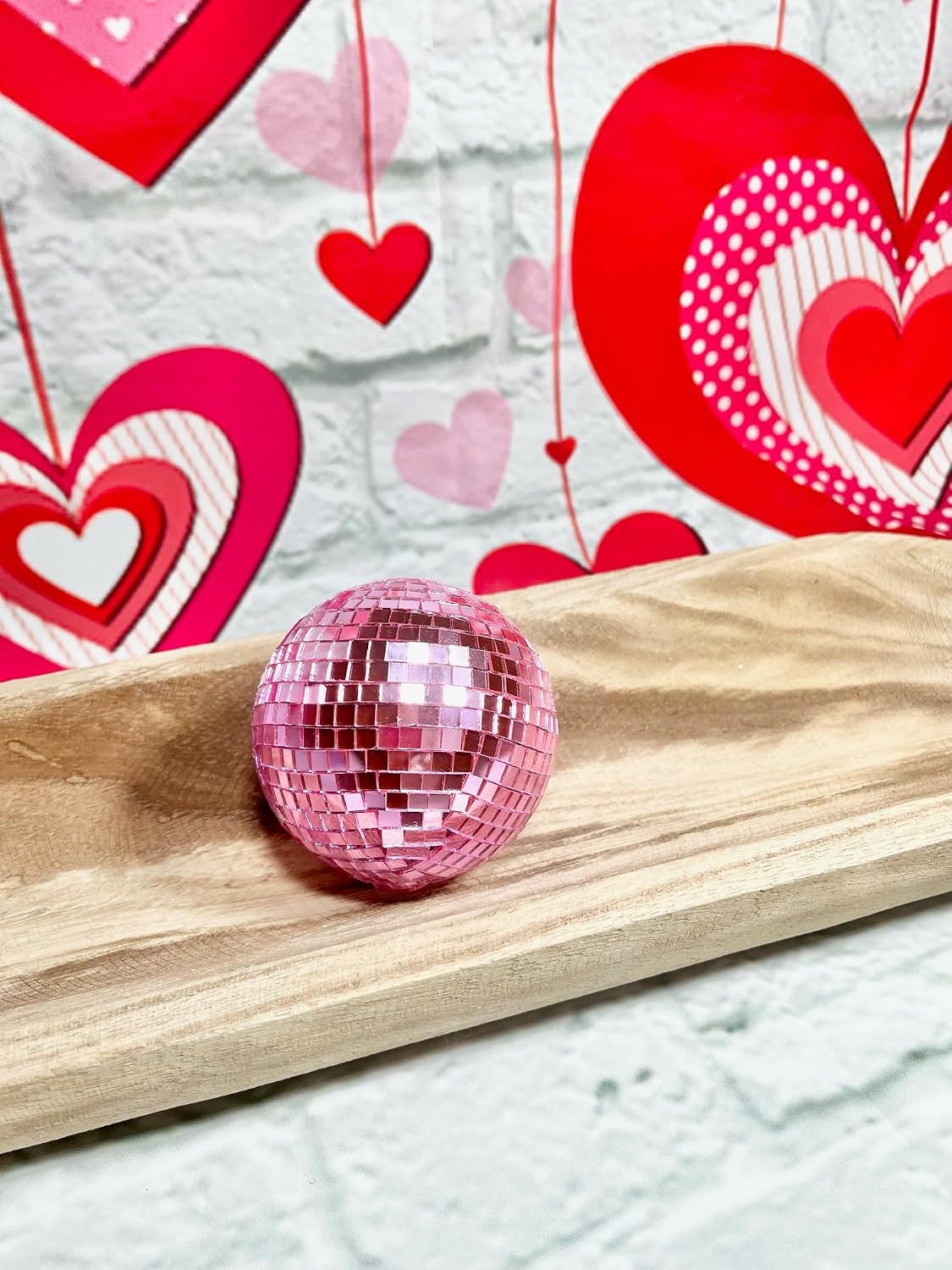 Pink Mosaic Mirror Ball | 3.5” Acrylic Disco Ball Ornament | Decorative Bowl Filler or Centerpiece Accent | Larger Than Baseball