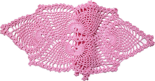 7 in x 21 in Crochet Lace Table Doilies Eyes Flower Doily Kitchen Vase Place Mats for Anniversary Mother's Day (Pack of 1PC, Style02-Pink)