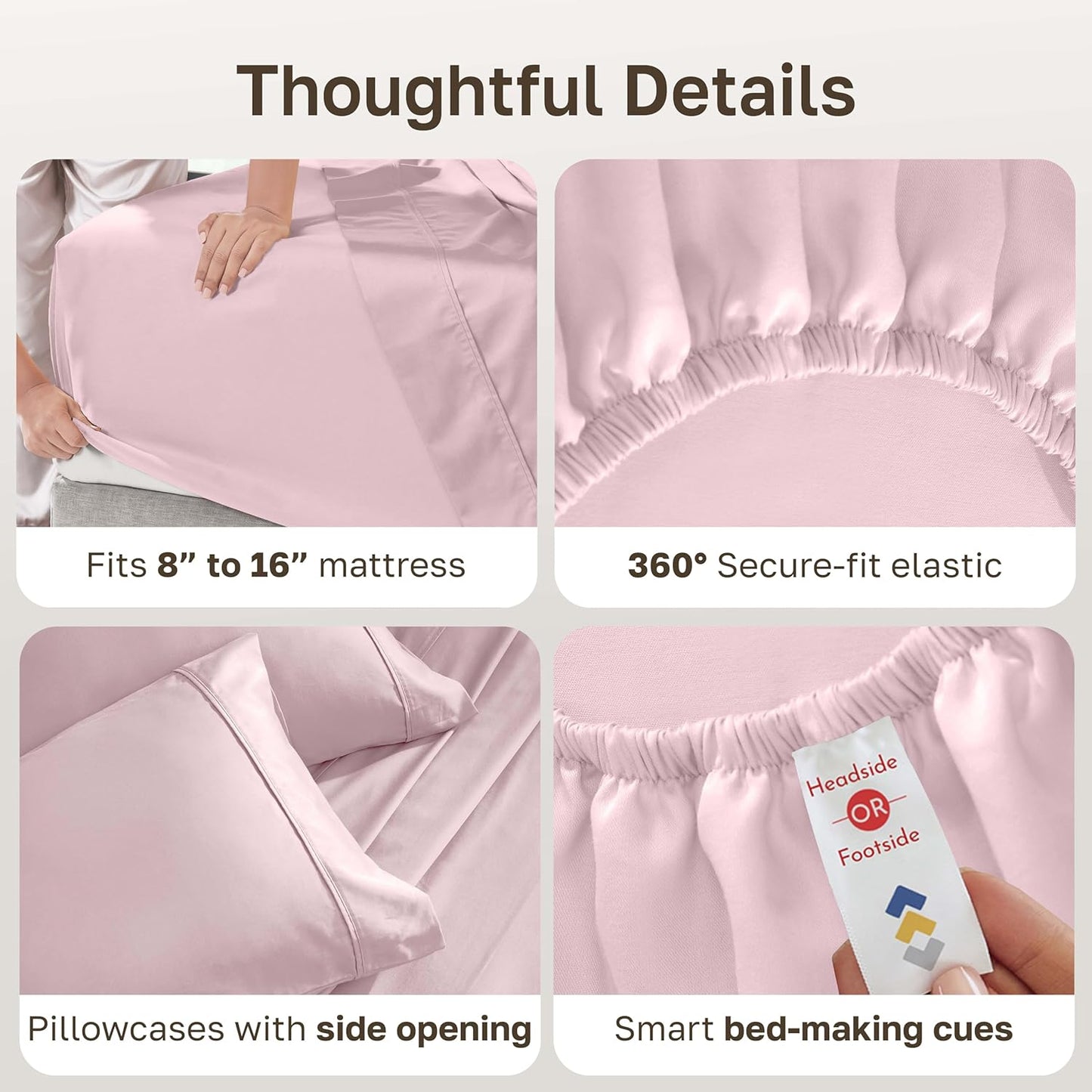 California Design Den Soft King Size 100% Cotton Sheet Sets, 400 Thread Count Good Housekeeping Award Winner, Silky Smooth Sateen Weave with Deep Pockets, Durable King Bed Sheet Set - Pink