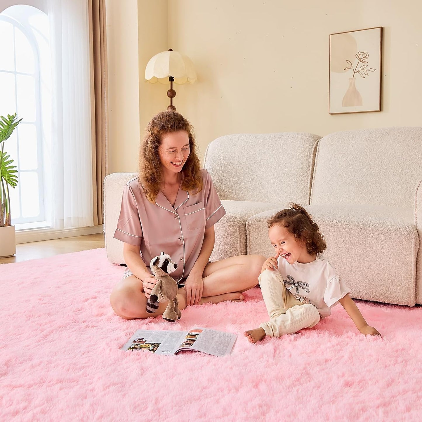 OPPODREAM 4x6 Pink Rugs for Bedroom, Ultra-Soft Fluffy Area Rugs for Living Room, 4 x 6 Shag Carpet for Nursery, Kids, Girl, Boy, Baby, Plush, Fuzzy, Shaggy, Cute Home Decor