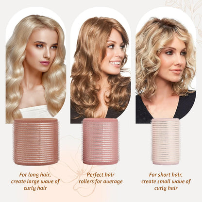 9pcs Ceramic Ionic Thermal Hair Rollers,Self-Grip Hair Roller Set Hair Curlers,Rollers Hair Curlers to Sleep In for Hair Blowout Look,Salon Quality for Long Short Hair(Brown Pink White)