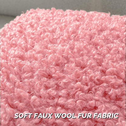 FUTEI Pack of 2 Decorative Throw Pillow Covers 18x18 Inch,Soft Fluffy Faux Wool Fur Boucle Textured Cushion Case,Modern Home Decor for Couch Bed Living Room Office,Pink