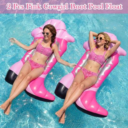 2 Pcs Pink Cowgirl Boot Pool Float Inflatable Pool Rafts 4.6 ft Tall Bachelorette Decor Singles Party Western Cowgirl Theme Decor Summer Lounge Raft Toys for Adults Bride