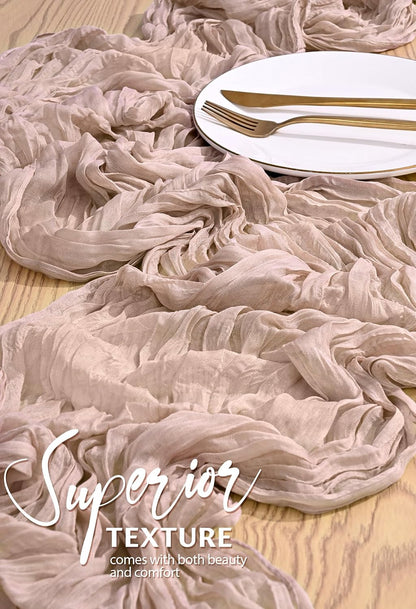 Showgeous Cheesecloth Table Runner 10FT Dusty Pink Table Runner Boho Gauze Cheese Cloth Table Runners Long Rustic Sheer Table Decorations for Wedding Party Baby Bridal Shower Birthday Holiday Home