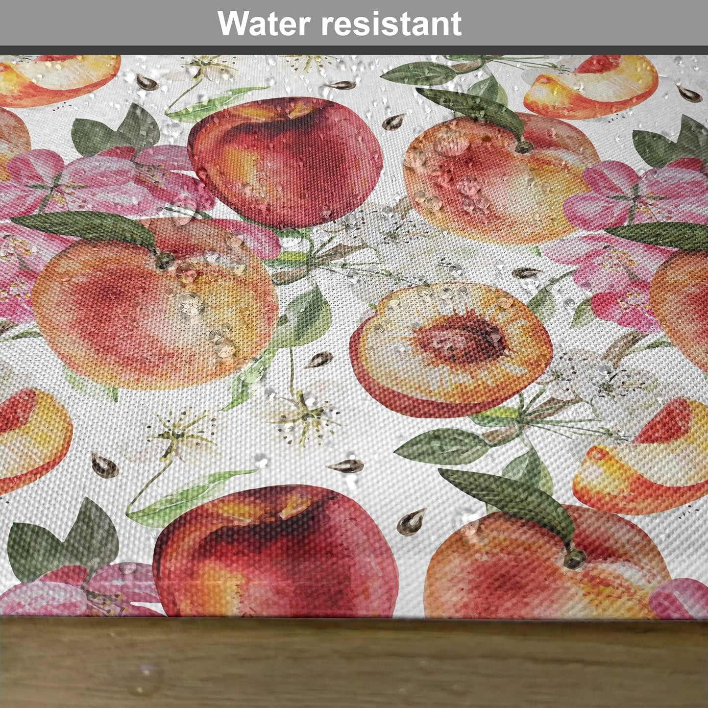 Ambesonne Peach Place Mats Set of 4, Exotic Lively Summer Yard Theme with Ripe Juicy Fruits Flowers Botany and Gardening, Washable Fabric Placemats for Dining Room Kitchen Table Decor, Pink Orange