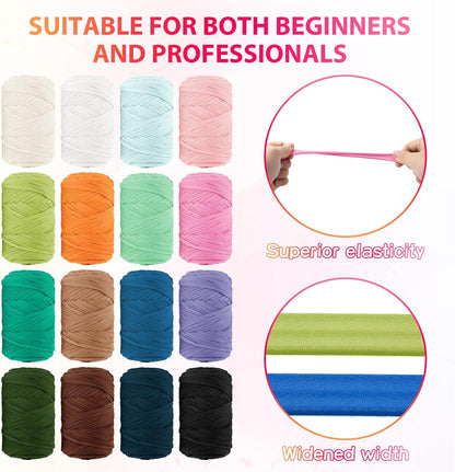 T Shirt Yarn 130 Yards Beginner Crochet Tshirt Yarn 400g Elastic Fabric Thick T-Shirt Yarns for Crocheting, Knitting Bags, Baskets, Rugs, Coasters, DIY Craft, Home Decor (Light Pink)