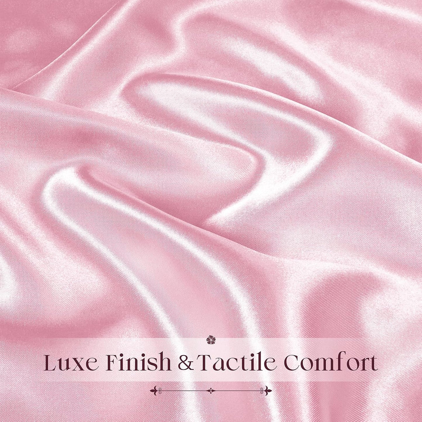 Ersmak Satin Ruffle Edge Tablecloth - Light Pink Satin Table Cover 52 x 70 Inch Rectangle Bright Silk Table Cloth for Weddings, Banquets, or Home Dining