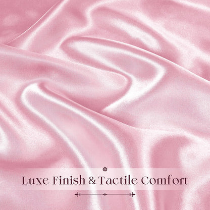 Ersmak Satin Ruffle Edge Tablecloth - Light Pink Satin Table Cover 52 x 70 Inch Rectangle Bright Silk Table Cloth for Weddings, Banquets, or Home Dining