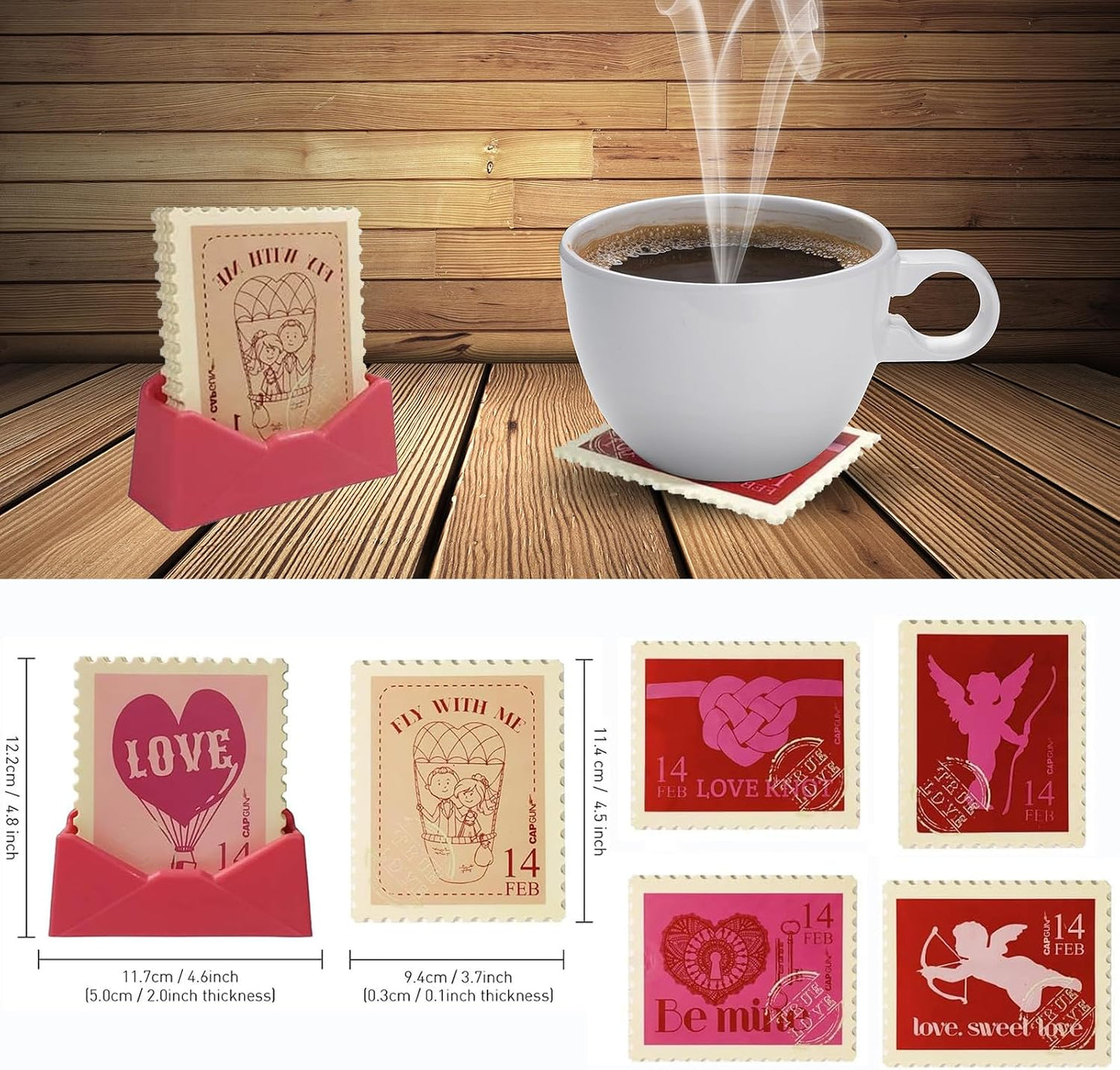 6 Pcs Coasters for Drinks, 4.5 * 3.7 Inches Fit for All Kinds of Cups, Super Cute Drink Coaster, Pink Coasters Set for Bars, Cafes, and Home