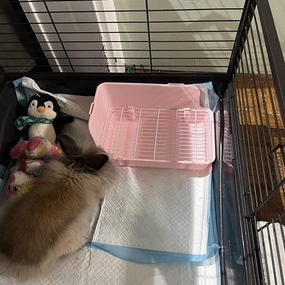 11Pcs Rabbit Litter Box Toilet,Bunny Corner Litter Bedding Plastic Square Grate Guinea Pig Bunny Ferret Hamster Hedgehog, Potty Trainer Bedding Box for Guinea Pig Ferret Hamster Hedgehog (Pink)