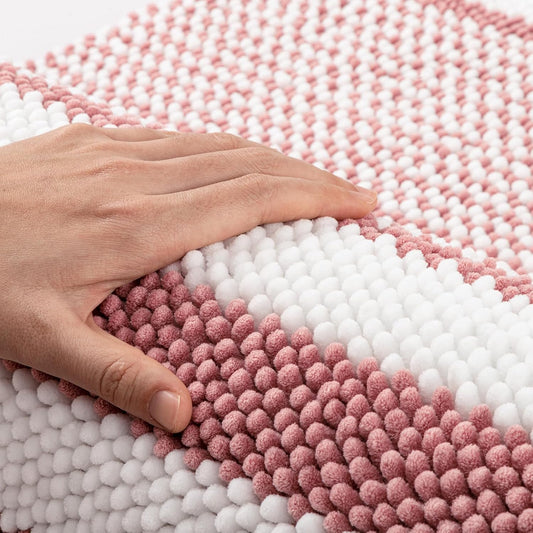 BSICPRO Bathroom Rugs, 24x16 Inch Extra Soft Absorbent Shaggy Chenille Bath Rugs, Non Slip Backing Quick Dry Machine Washable Modern Bath Mat for Bathroom Floor, Home Decor Accessories,Dusty Pink