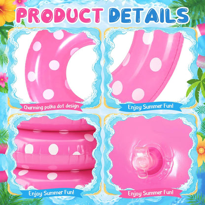 4 Pcs Adults Inflatable Swimming Ring, Polka Dots Themed Pool Floats, Inflatable Tubes for Adults, Pool Float, Beach Lake River Summer Decor Swimming Party
