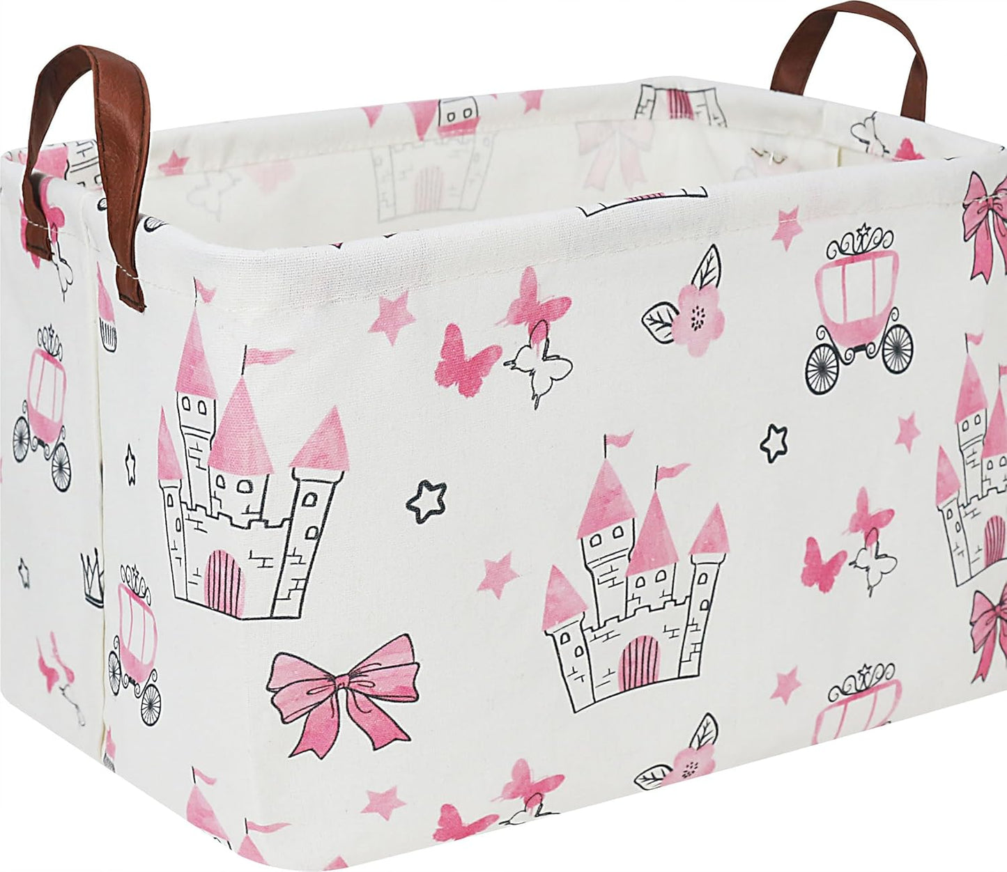 Rectangle Storage Basket with Handles,Collapsible Storage Bin,Books Box,Gift Basket(Pink Princess)