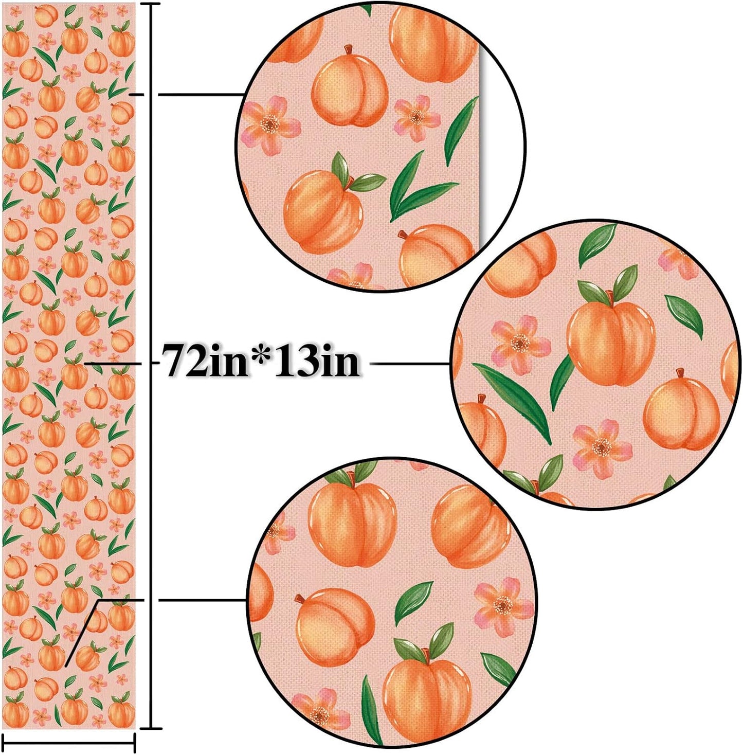 Linen Peach Table Runner Summer Sweet As A Peach Girl Birthday Party Decoration Home Dining Room Kitchen Table Decor (13" x 72")