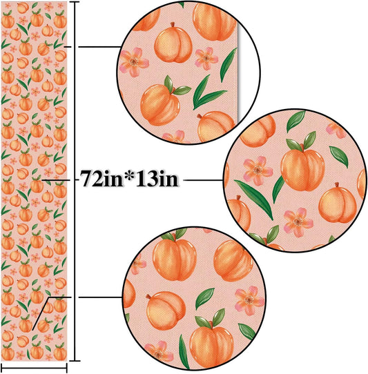 Linen Peach Table Runner Summer Sweet As A Peach Girl Birthday Party Decoration Home Dining Room Kitchen Table Decor (13" x 72")