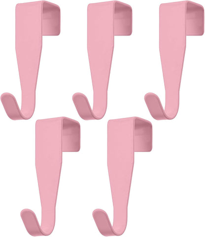 5 Pcs Over Cabinet Door Hooks Over Door Hanger Hook, Pink
