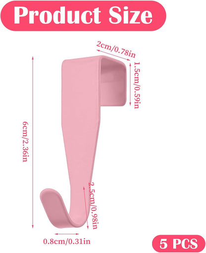 5 Pcs Over Cabinet Door Hooks Over Door Hanger Hook, Pink