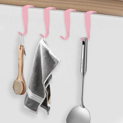 5 Pcs Over Cabinet Door Hooks Over Door Hanger Hook, Pink