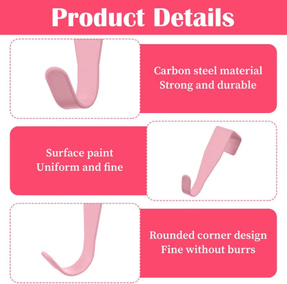 5 Pcs Over Cabinet Door Hooks Over Door Hanger Hook, Pink