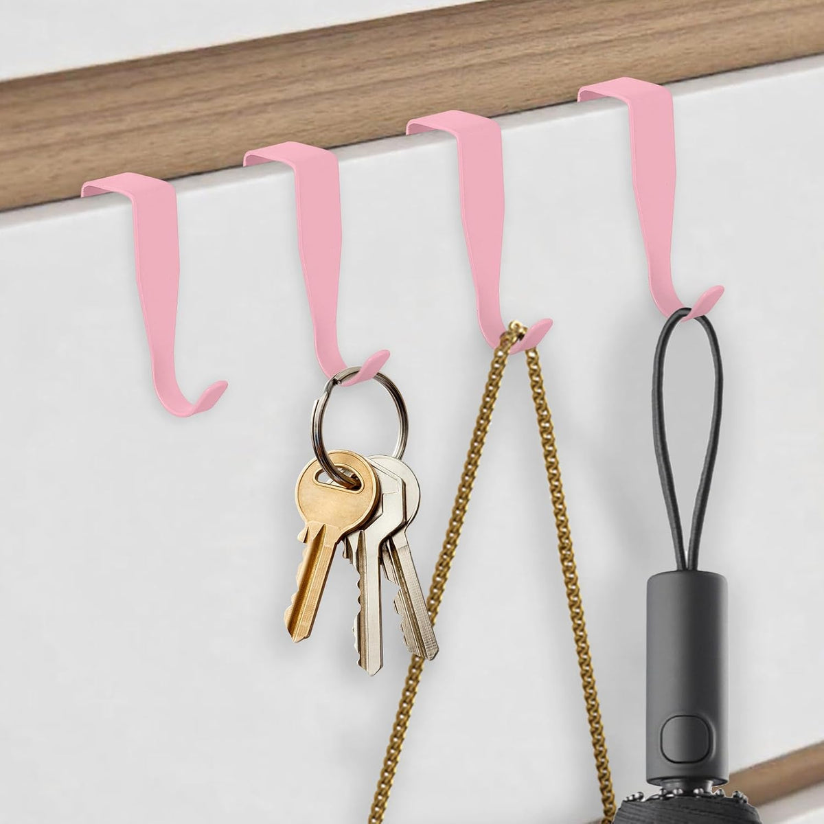 5 Pcs Over Cabinet Door Hooks Over Door Hanger Hook, Pink