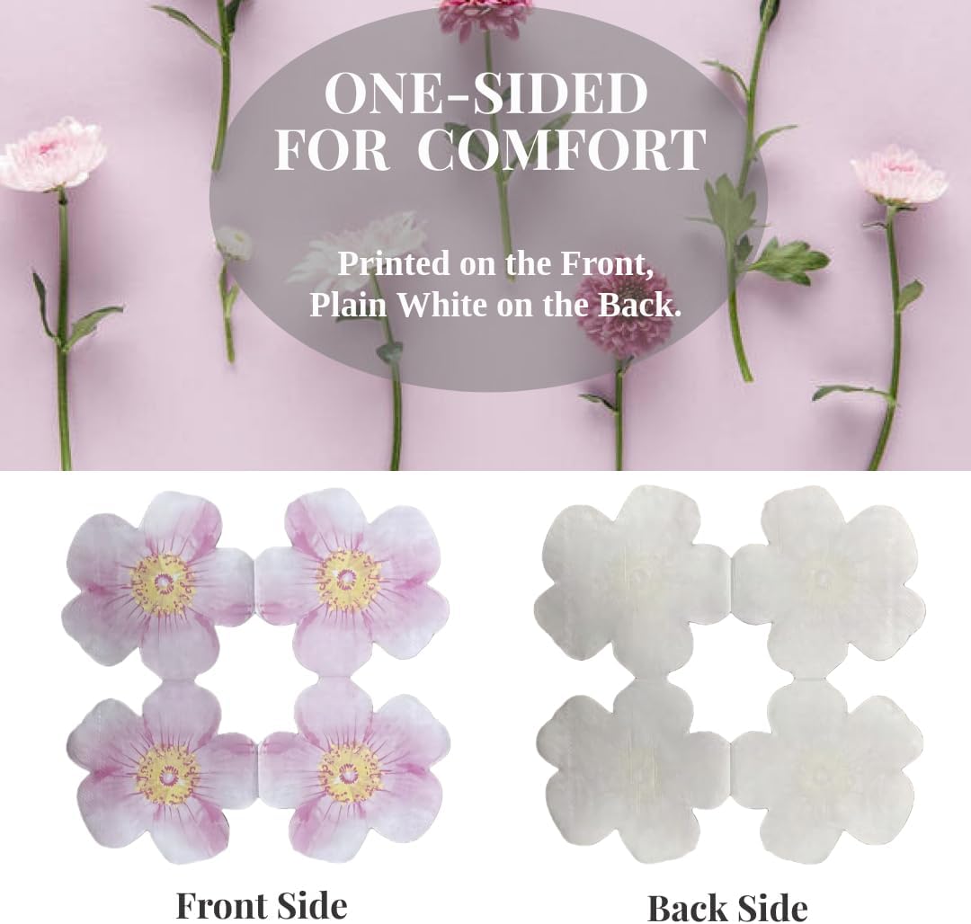 50ct 3-Ply Pink Wedding Paper Napkins – Pink Flower Shaped Party Napkins Perfect for Birthday, Bridal Shower, Bachelorette,Wedding, or Party Decorations, Disposable Cocktail Napkins