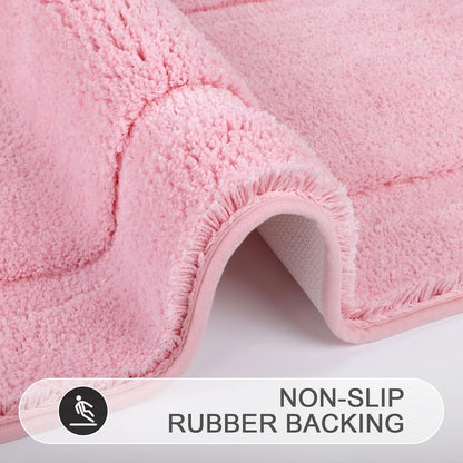 3 Pieces Bath Rugs Set with Toilet Lid Cover Soft Absorbent