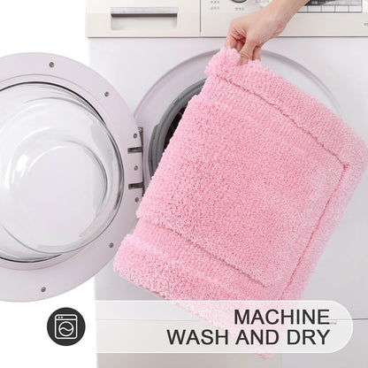 3 Pieces Bath Rugs Set with Toilet Lid Cover Soft Absorbent