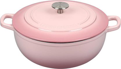 EDGING CASTING Enameled Cast Iron Dutch Oven Pot with Lid for Sourdough Bread Baking, Bread Dutch Ovens, Cooking Pots, 5 Quart, Pink