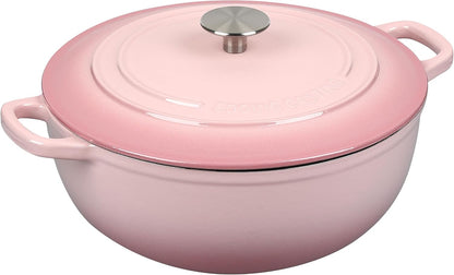 EDGING CASTING Enameled Cast Iron Dutch Oven Pot with Lid for Sourdough Bread Baking, Bread Dutch Ovens, Cooking Pots, 5 Quart, Pink
