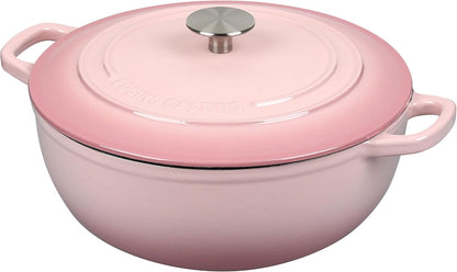 EDGING CASTING Enameled Cast Iron Dutch Oven Pot with Lid for Sourdough Bread Baking, Bread Dutch Ovens, Cooking Pots, 5 Quart, Pink