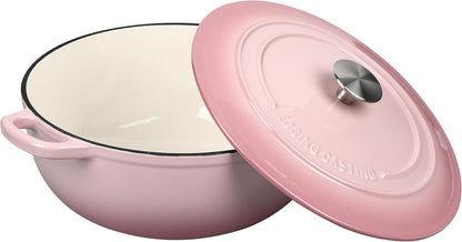 EDGING CASTING Enameled Cast Iron Dutch Oven Pot with Lid for Sourdough Bread Baking, Bread Dutch Ovens, Cooking Pots, 5 Quart, Pink