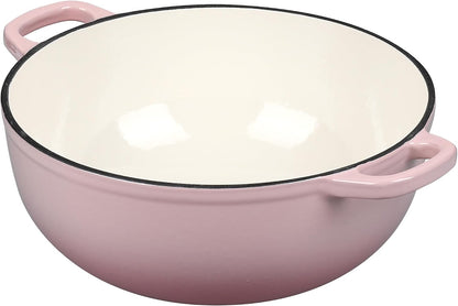 EDGING CASTING Enameled Cast Iron Dutch Oven Pot with Lid for Sourdough Bread Baking, Bread Dutch Ovens, Cooking Pots, 5 Quart, Pink