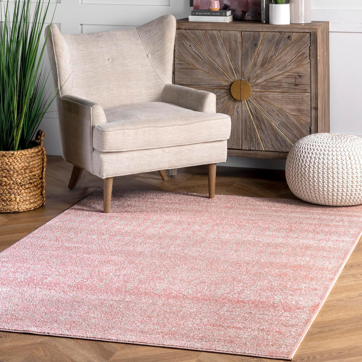 Blythe Pink Trellis Power Loomed Area Rug, 2' x 3'