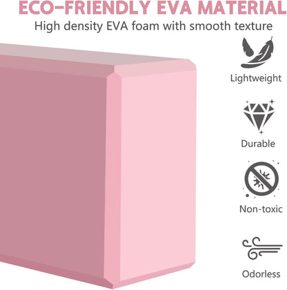 9"x6"x3" Yoga Blocks, Soft Non-Slip Surface Premium Foam Blocks, Supportive, Lightweight, Odor Resistant, Yoga Accessories for Pilates Meditation General Fitness Stretching Toning