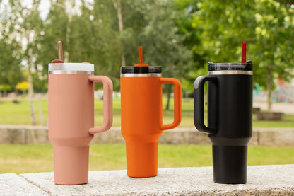 HALM Stanley Quencher Tumbler Glass Straws Red Orange Peach Reusable Replacement Straws for Tumbler with Handle Stainless Steel Drinking Cup Accessory BPA-Free & Dishwasher Safe