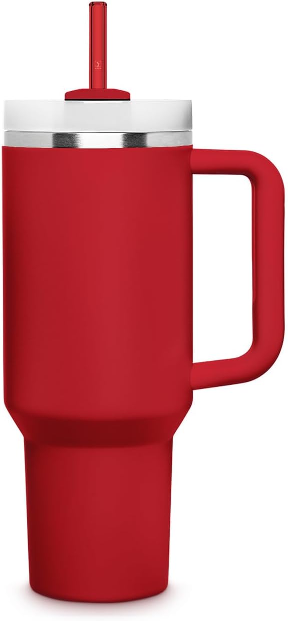 HALM Stanley Quencher Tumbler Glass Straws Red Orange Peach Reusable Replacement Straws for Tumbler with Handle Stainless Steel Drinking Cup Accessory BPA-Free & Dishwasher Safe