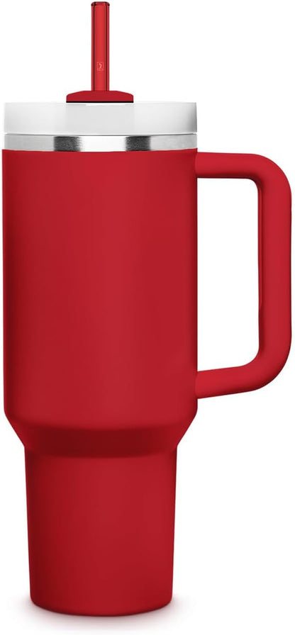 HALM Stanley Quencher Tumbler Glass Straws Red Orange Peach Reusable Replacement Straws for Tumbler with Handle Stainless Steel Drinking Cup Accessory BPA-Free & Dishwasher Safe