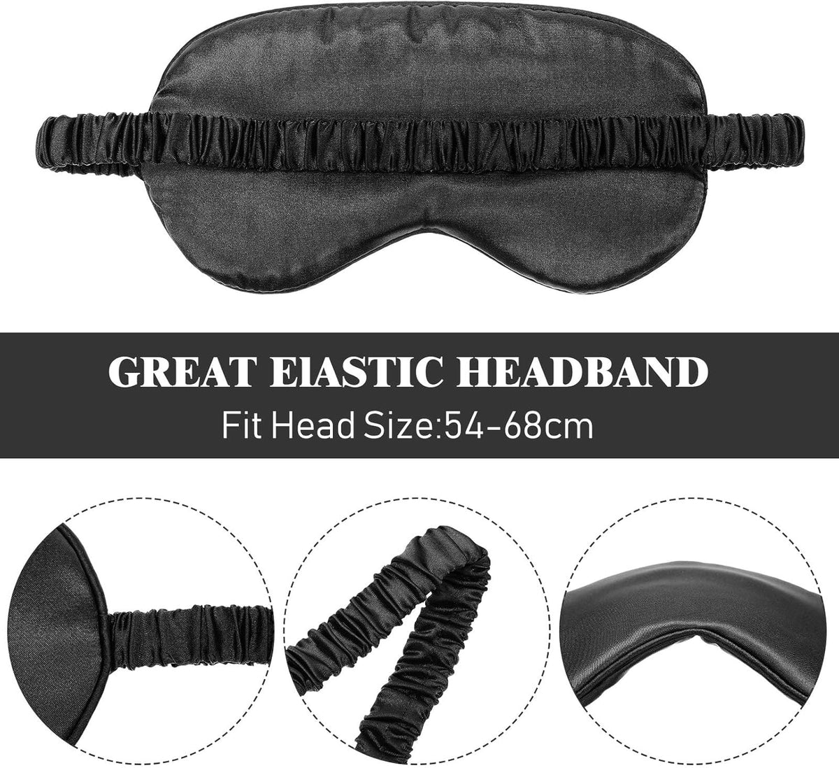 Silk Satin Sleep Mask with Ear Plugs, Blindfold,Black, Pink
