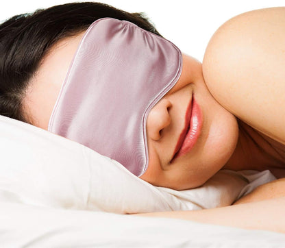 Silk Satin Sleep Mask with Ear Plugs, Blindfold,Black, Pink