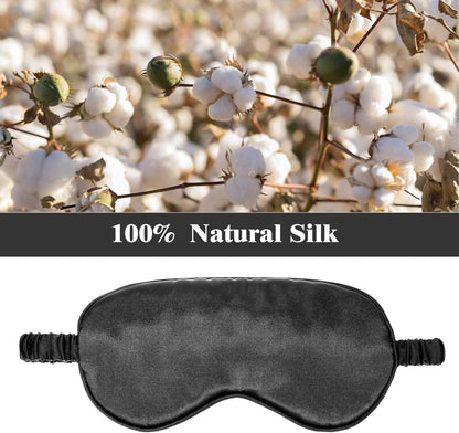 Silk Satin Sleep Mask with Ear Plugs, Blindfold,Black, Pink