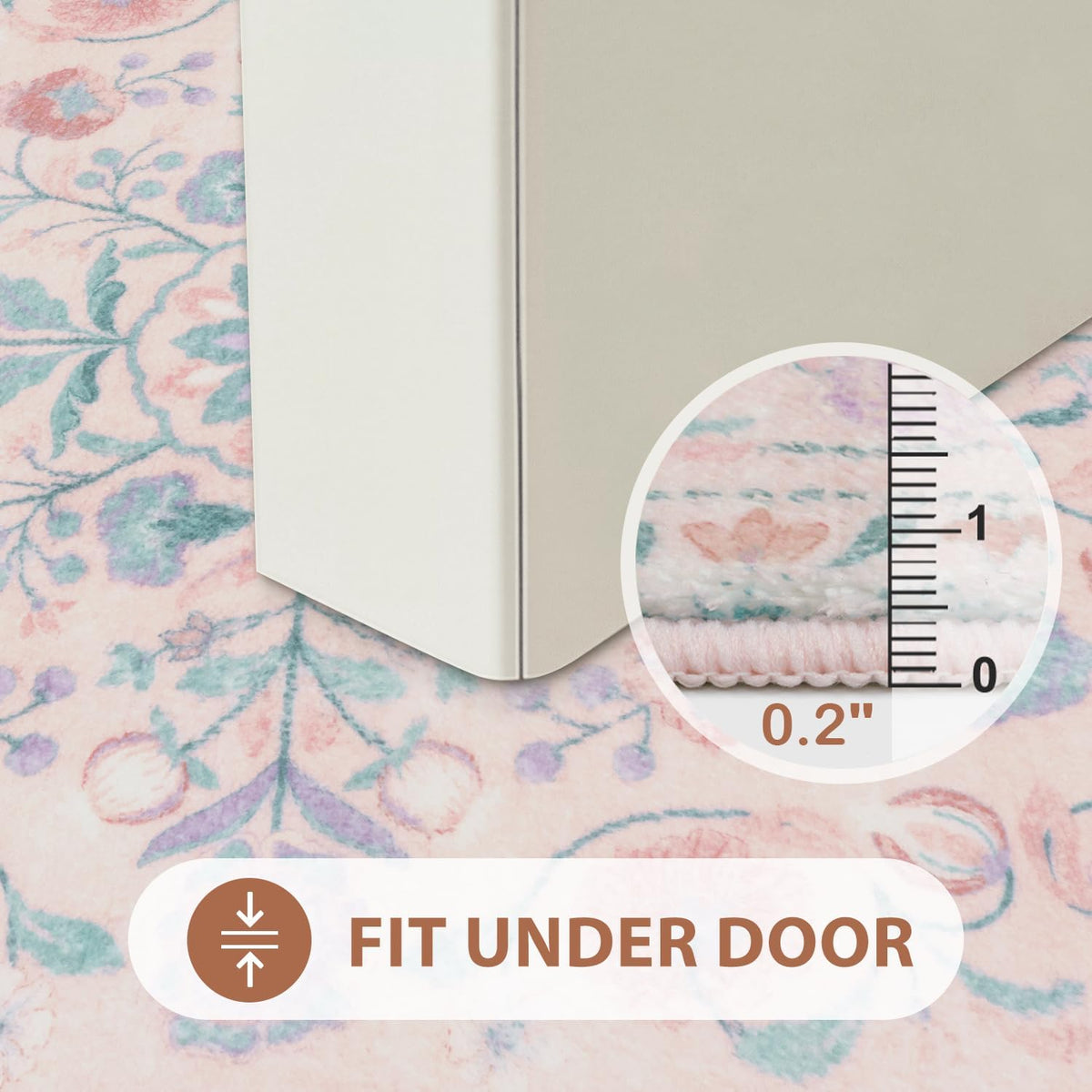Bathroom Rug Runner Pink Floral Bath Mats Vinatge Ultra Soft Non Slip Bathroom Rugs Machine Washable Boho Farmhouse Medallion Shower Rug for Sink Tub Entryway, 18x47 inch