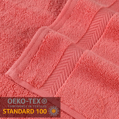 Zero Twist 100% Cotton Bathroom Towels, Super Soft, Fluffy, and Absorbent, Premium Quality 6 Piece Towel Set with 2 Washcloths, 2 Hand Towels, and 2 Bath Towels, Coral
